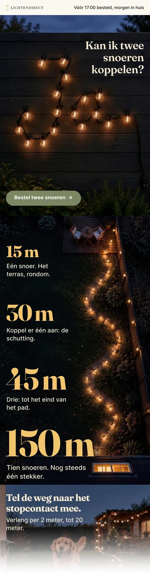 Campagnemail van Lichtendirect over lichtsnoeren koppelen, door Passendonline gemaakt en verstuurd op 8 oktober 2026